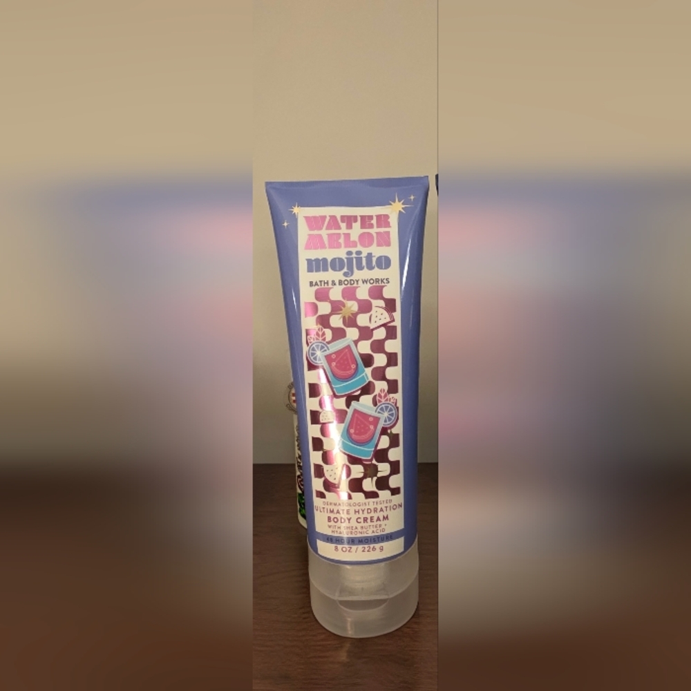 Bath & Body Works Watermelon Mojito Body Cream - Purple and Pink Design